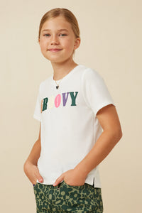 Girls French Terry Groovy Verbiage Tee Side