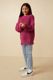 Girls Low Gauge Distressed Hem Detail Sweater Pose