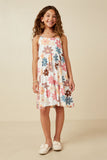 GY7106 Taupe Mix Girls Floral Ruffle Tiered Tank Dress Full Body