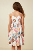 GY7106 Taupe Mix Girls Floral Ruffle Tiered Tank Dress Back