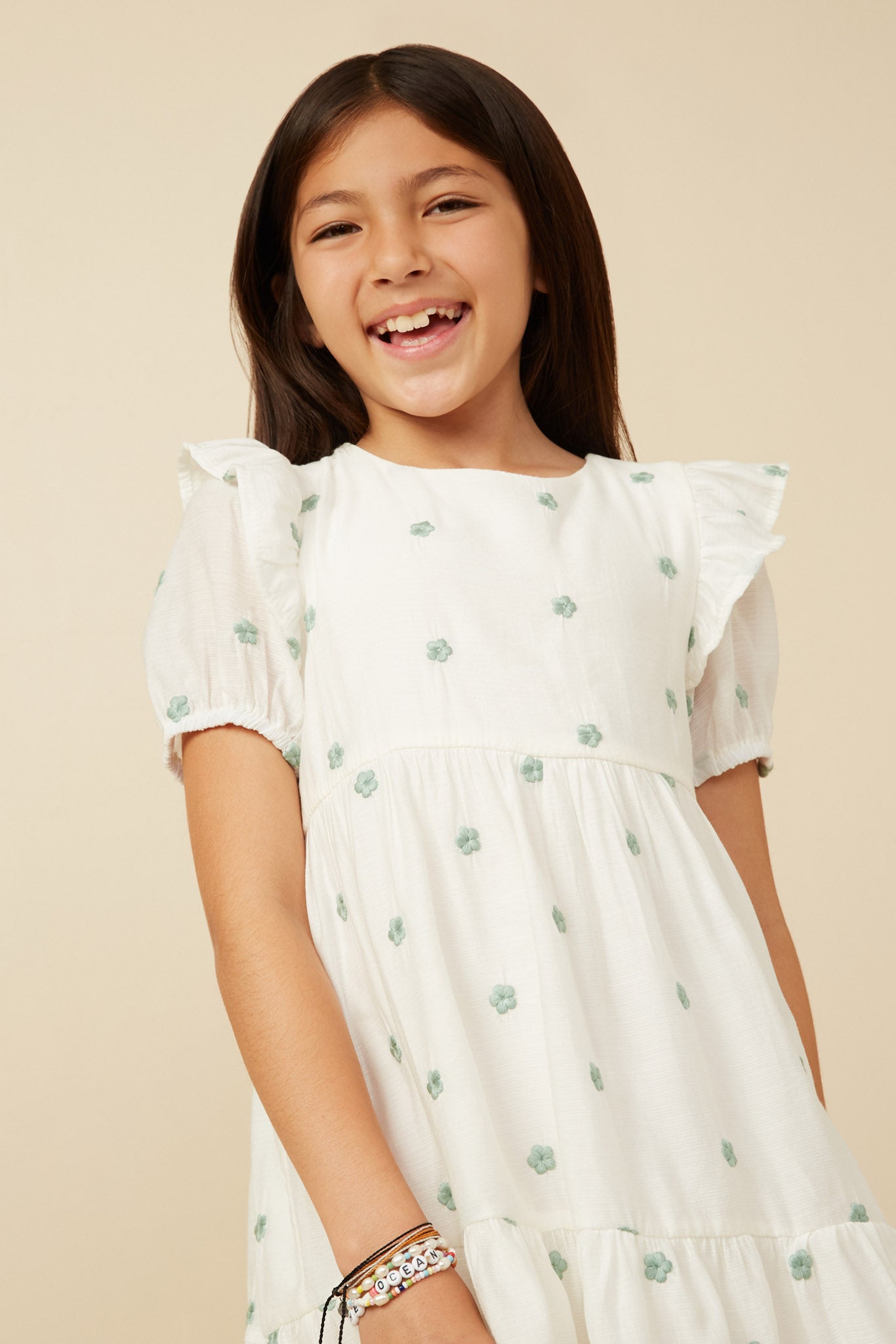 All Over Floral Embroidered Ruffled Dress
