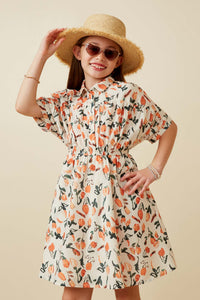 Girls Tulip Print Sleeve Collared Dress | Cute Girls' Clothes
