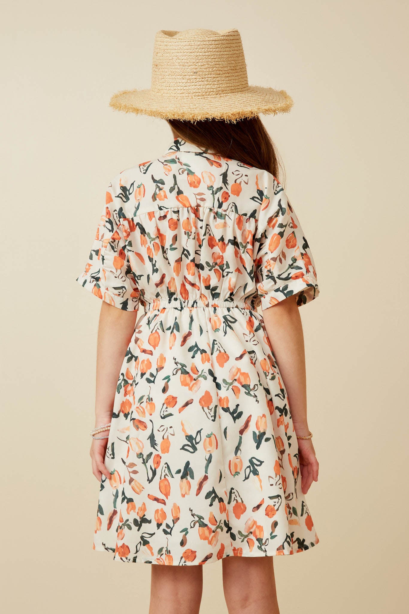 Girls Tulip Print Sleeve Collared Dress | Cute Girls' Clothes
