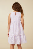 GY7320 Lavender Girls Floral Crochet And Lace Detail Tank Dress Back