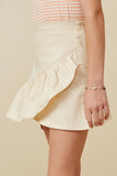 GY7349 Ivory Girls Cotton Poplin Asymmetric Ruffle Skirt Side