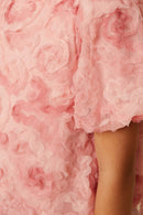 Girls Floral Textured Puff Sleeve Organza Top Detail