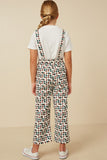 GY7366 Off White Girls Brushed Floral Print Straight Leg Overalls Back