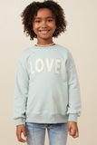 GY7428 Sage Girls Love Patched French Terry Sweatshirt Front