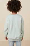GY7428 Sage Girls Love Patched French Terry Sweatshirt Back