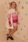 GY7462 Pink Girls Color Block Low Gauge Mock Neck Sweater Full Body
