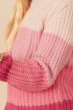 GY7462 Pink Girls Color Block Low Gauge Mock Neck Sweater Detail