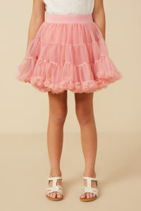 Girls Double Layered Tiered Ruffle Hem Skirt Front