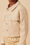 Girls Brushed Stretch Twill Cropped Jacket Detail