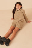 Button Up Cargo Pocket Long Sleeve Romper