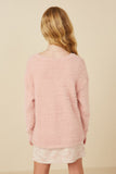 GY7522 Blush Girls Mohair V Neck Sweater Top Back