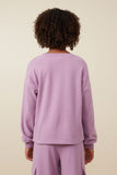 GY7567 Lavender Girls Soft Brushed Rib Seam Detail Long Sleeve Top Back