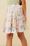 GY7576 Ivory Girls Floral Tiered Foiled Skirt Detail
