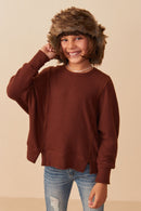 Girls Brushed Rib Dolman Split Band Kit Top Front