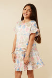 GY7588 Ivory Girls Floral Ruffle Sleeve Foiled Top Side