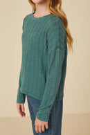 Girls Cable Knit Banded Knit Top Side