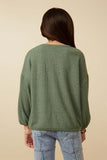 Girls Brushed Ribbed Puff Sleeve Knit Top Back