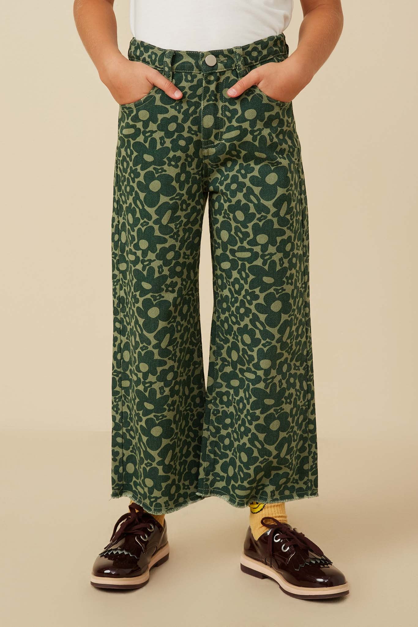Retro Floral Straight Leg Denim Pants