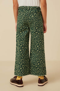 Girls Retro Floral Straight Leg Denim Pants Back