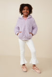 GY7687 Lavender Girls Quilted Plush Hooded Jacket Full Body