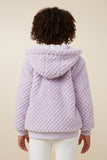 GY7687 Lavender Girls Quilted Plush Hooded Jacket Back