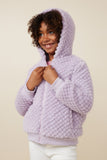 GY7687 Lavender Girls Quilted Plush Hooded Jacket Side