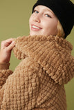 GY7687 Mocha Girls Quilted Plush Hooded Jacket Detail