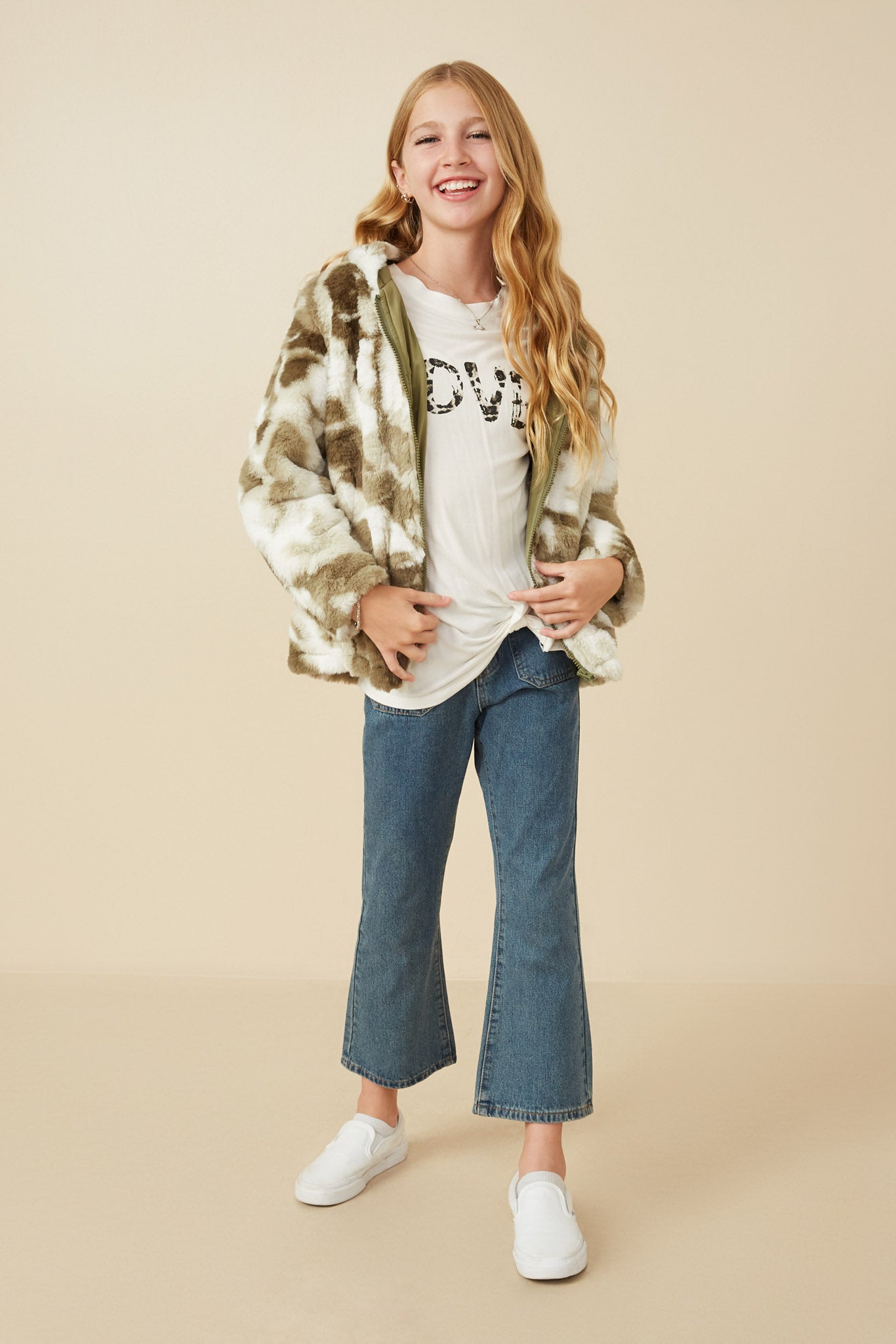 Camo Print Plush Hooded Jacket