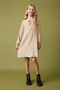 Girls Bow Detail Long Sleeve Dress | Cute Girls' Clothes Taupe / S Taupe *Girl's Dresses Midi Dresses Hayden Girls Girls Bow Detail Long Sleeve Dress | Cute Girls' Clothes Taupe / S Taupe *Girl's Dresses Midi Dresses Hayden Girls