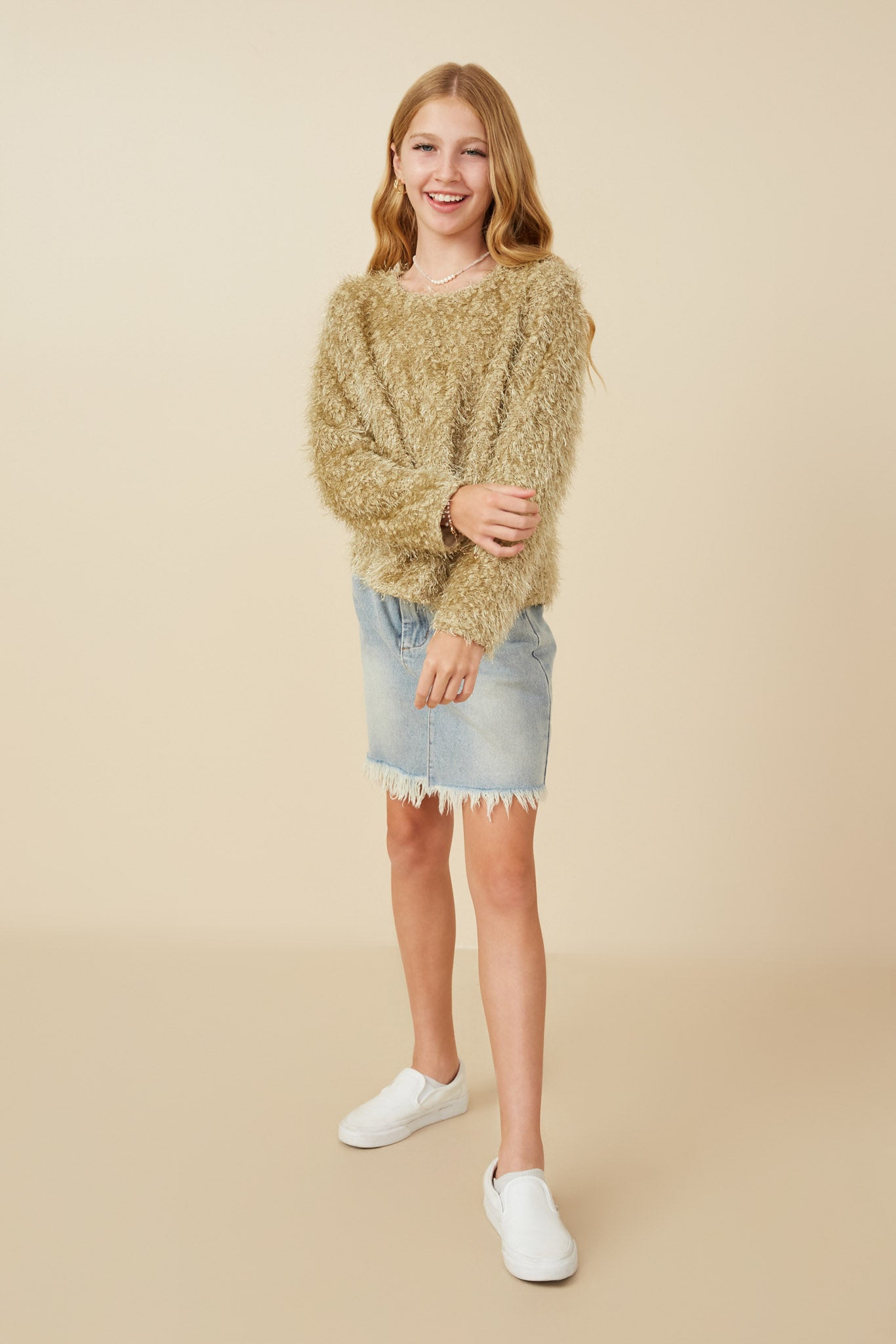 Fringe Detail Spangle Long Sleeve Top