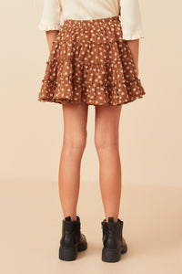 GY7771 Brown Girls Ditsy Floral Elastic Waist Skirt Back