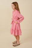 Girls Textured Long Sleeve Belted Knit Dress Side