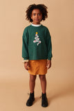 Girls Handknit Pop Up Christmas Tree Marled Ribbed Knit Top Full Body