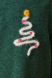 Girls Handknit Pop Up Christmas Tree Marled Ribbed Knit Top Detail