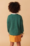 Girls Handknit Pop Up Christmas Tree Marled Ribbed Knit Top Back