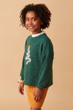 Girls Handknit Pop Up Christmas Tree Marled Ribbed Knit Top Side