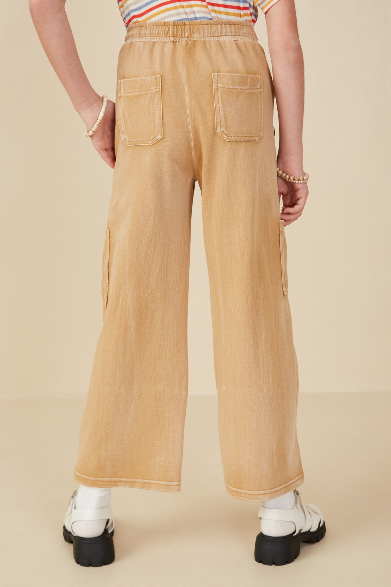 Girls Washed Cargo Pocket Detail Wide Leg Pants | Cute Girls