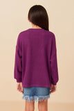 Girls Handknit Pop Up Dream Verbiage Ribbed Knit Top Back