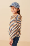 Girls Engineer Striped Brushed Ribbed Knit Top Side