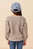 Girls Engineer Striped Brushed Ribbed Knit Top Back