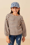 Girls Engineer Striped Brushed Ribbed Knit Top Front