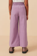 GY7867 Lavender Girls Smock Waist Detailed Pleated Wide Leg Pants Back