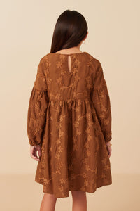 Girls Brushed Floral Detailed Long Sleeve Dress Back