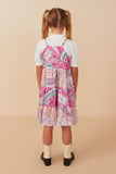 GY7935 Pink Girls Paisley Print Color Blocked Tiered Tank Dress Back