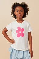 GY7940 Off White Girls Flower Patch T Shirt Front