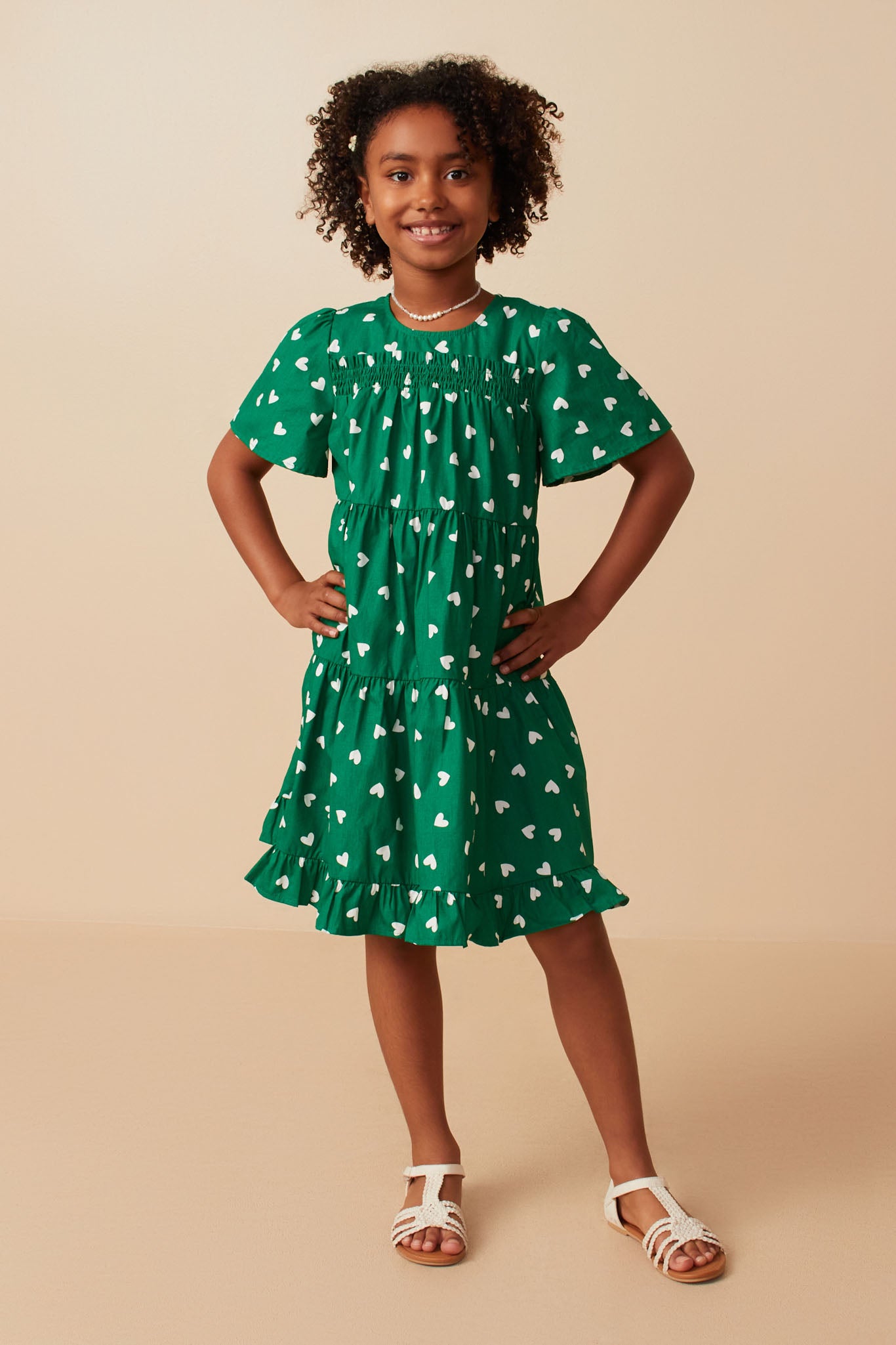 Ditsy Hearts Short Sleeve Tiered Dress